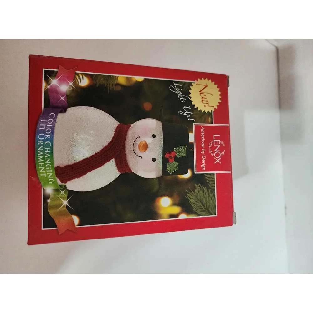 Lenox Wonder‎ Ball Snowman with Top Hat Lit Color Changing